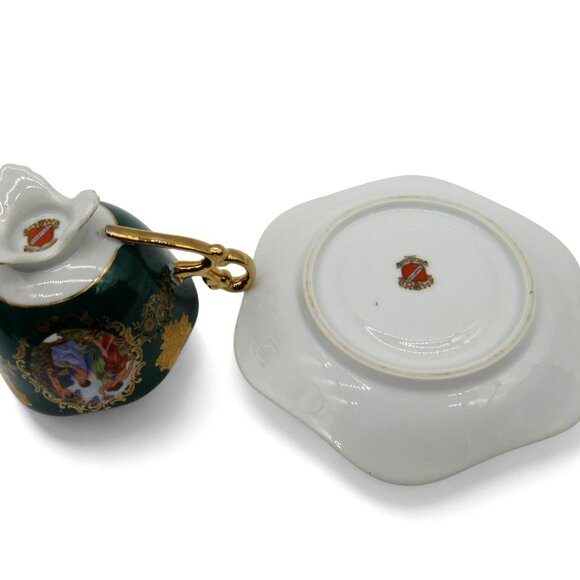 SHAFFORD Footed Tea Cup And Saucer With Victorian Scene Japan Vintage - Picture 4 of 12